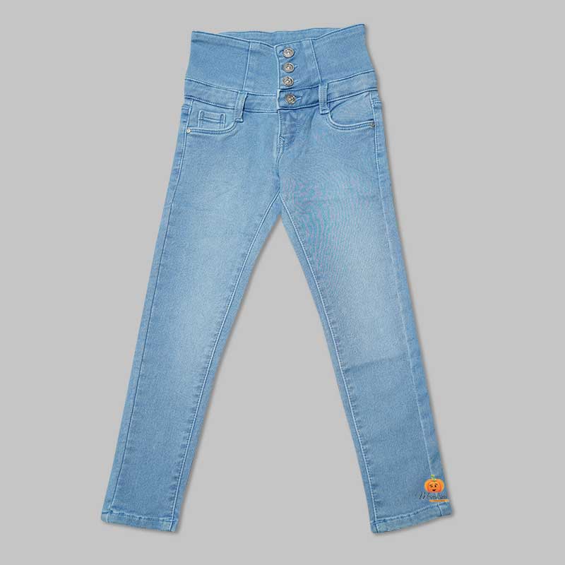 High Waist Jeans for Girls and Kids Front View