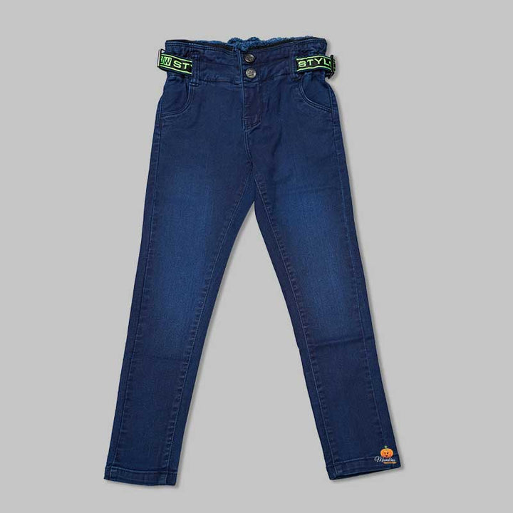 High Waist Jeans for Girls and Kids with Soft Fabric Front View