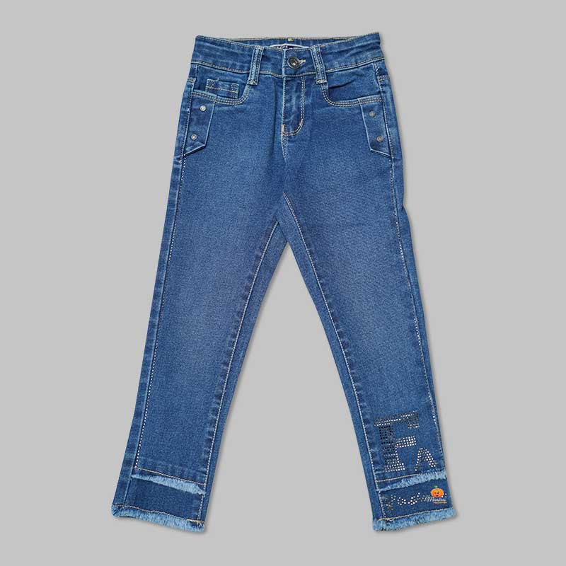 Jeans for Girls and Kids with Soft Fabric Front View