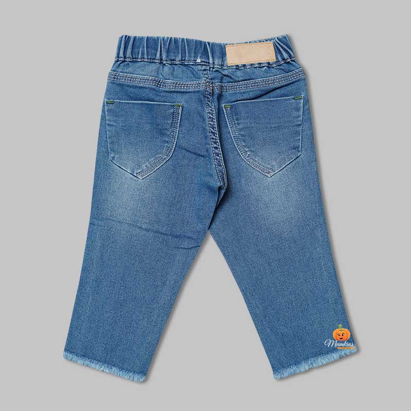 High Waist Jeans for Girls and Kids with Soft Fabric Back View