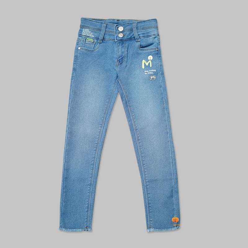 High Waist Jeans for Girls and Kids with Soft Fabric Front View