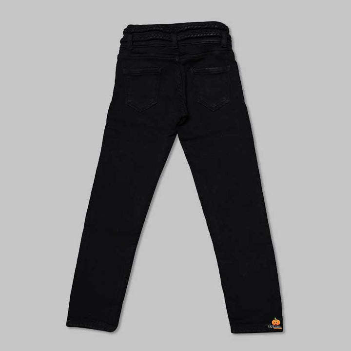 High Waist Jeans for Girls and Kids with Soft Fabric Back View