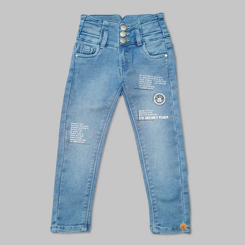 High Waist Jeans for Girls and Kids with Soft Fabric Front View