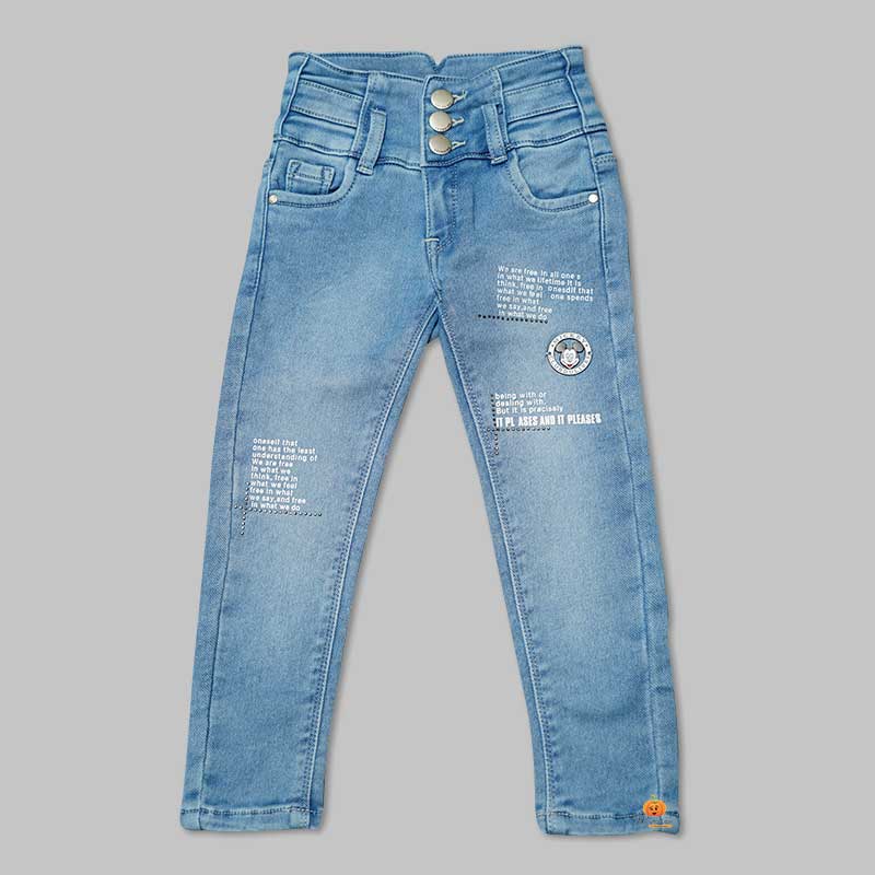 High Waist Jeans for Girls and Kids with Soft Fabric Front View