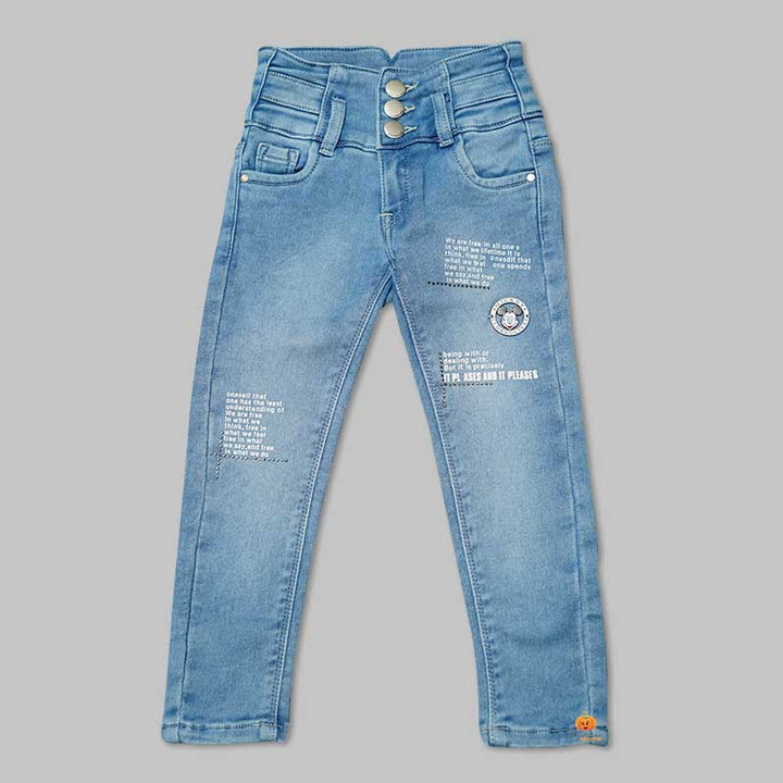 High Waist Jeans for Girls and Kids with Soft Fabric Front View
