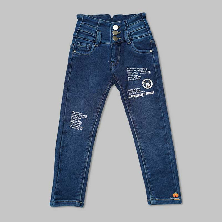 High Waist Jeans for Girls and Kids with Soft Fabric Front View