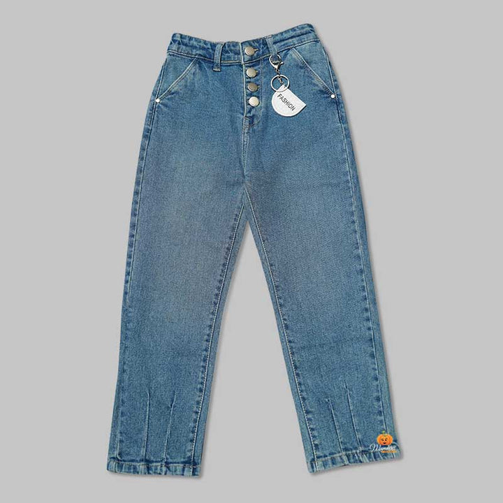 High Waist Jeans for Girls and Kids with Soft Fabric Front View