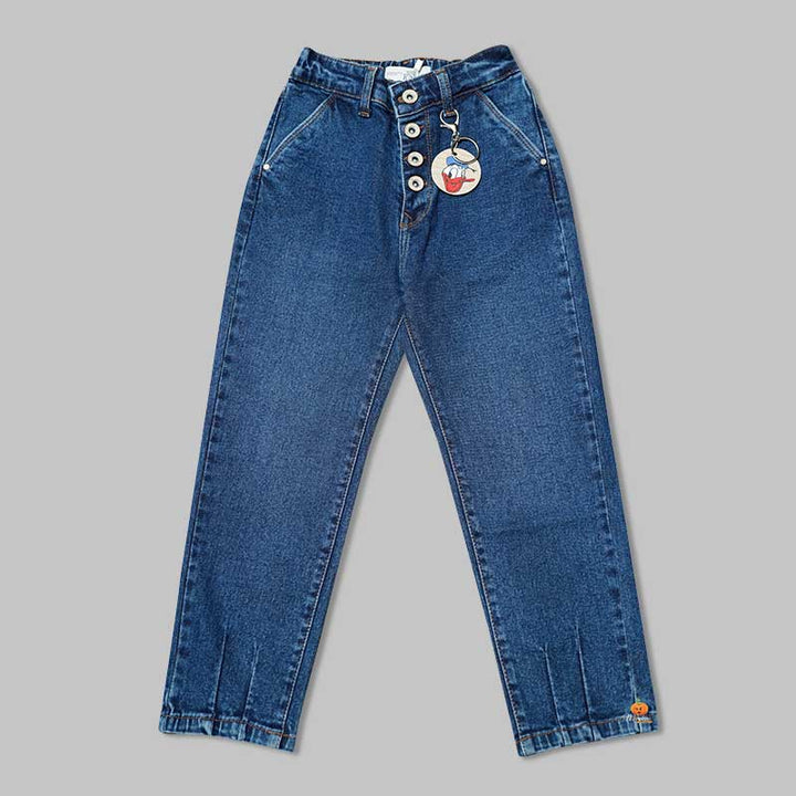 High Waist Jeans for Girls and Kids with Soft Fabric Front View