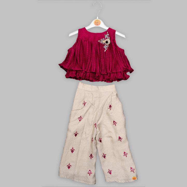 Elegant Rani Color Plazo Suit For Kids 