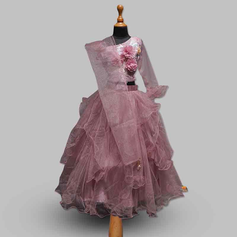 Flairy girls lehenga choli in onion color