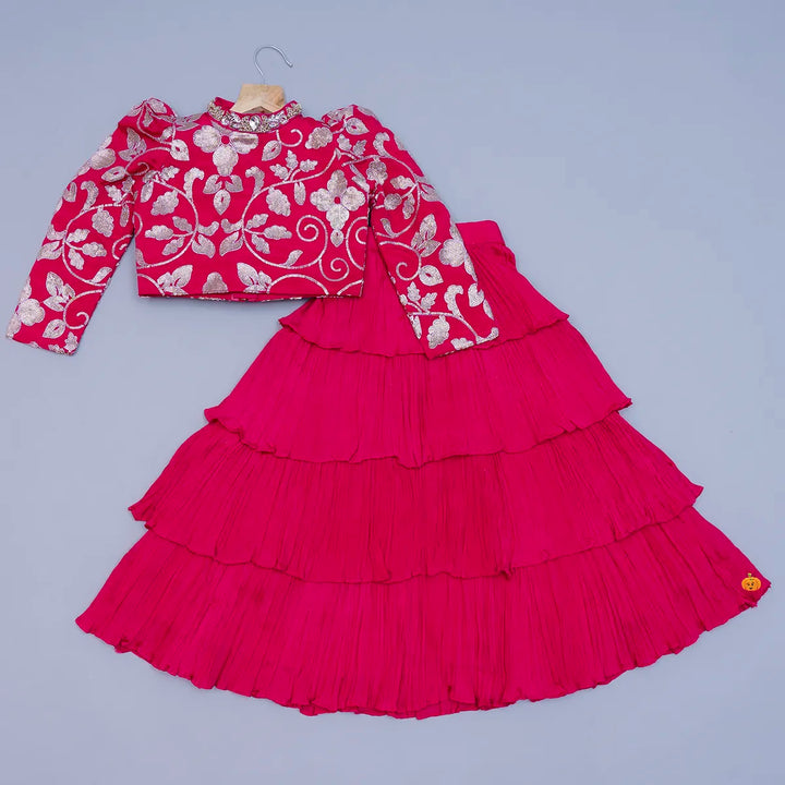 Rani Floral Design Lehenga Choli for Girls Back View