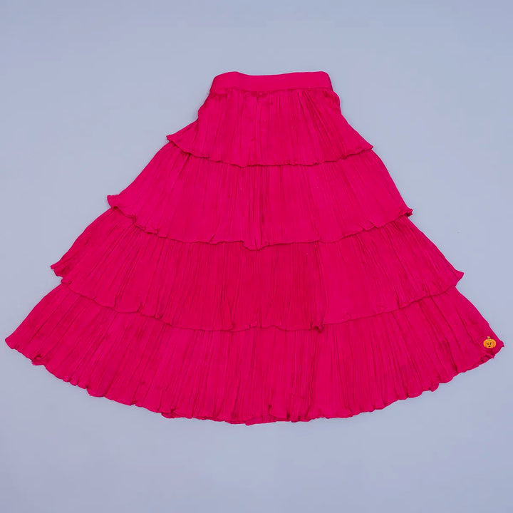 Rani Floral Design Lehenga Choli for Girls Bottom View