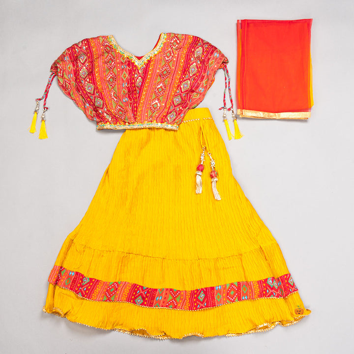 Orange & Mustard Lehenga Choli for Girls 