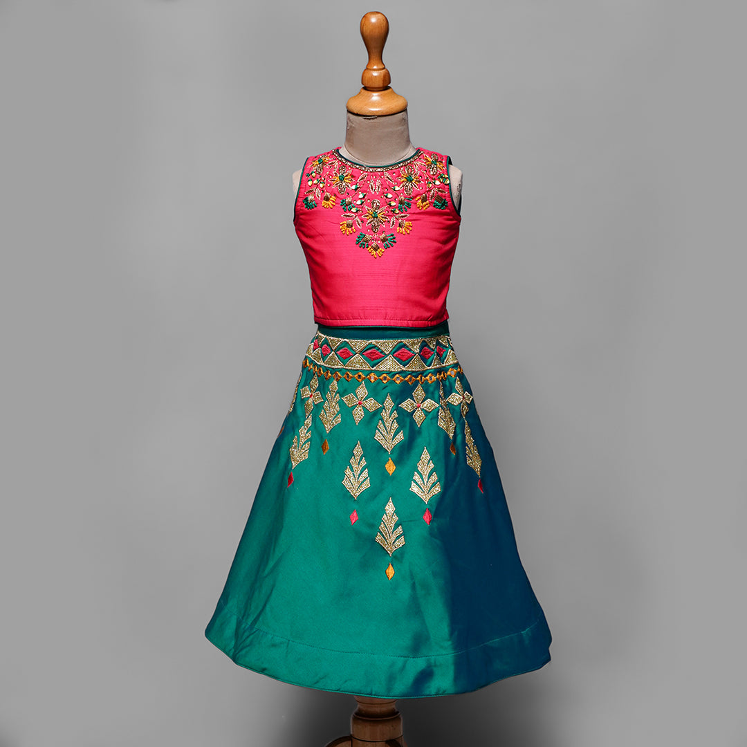 Rani Colored Lehnga Choli For Kid Girls