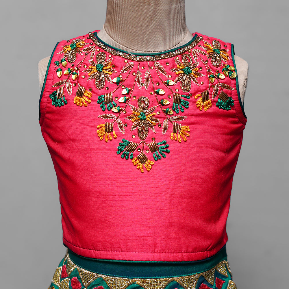 Rani Colored Lehnga Choli For Kid Girls