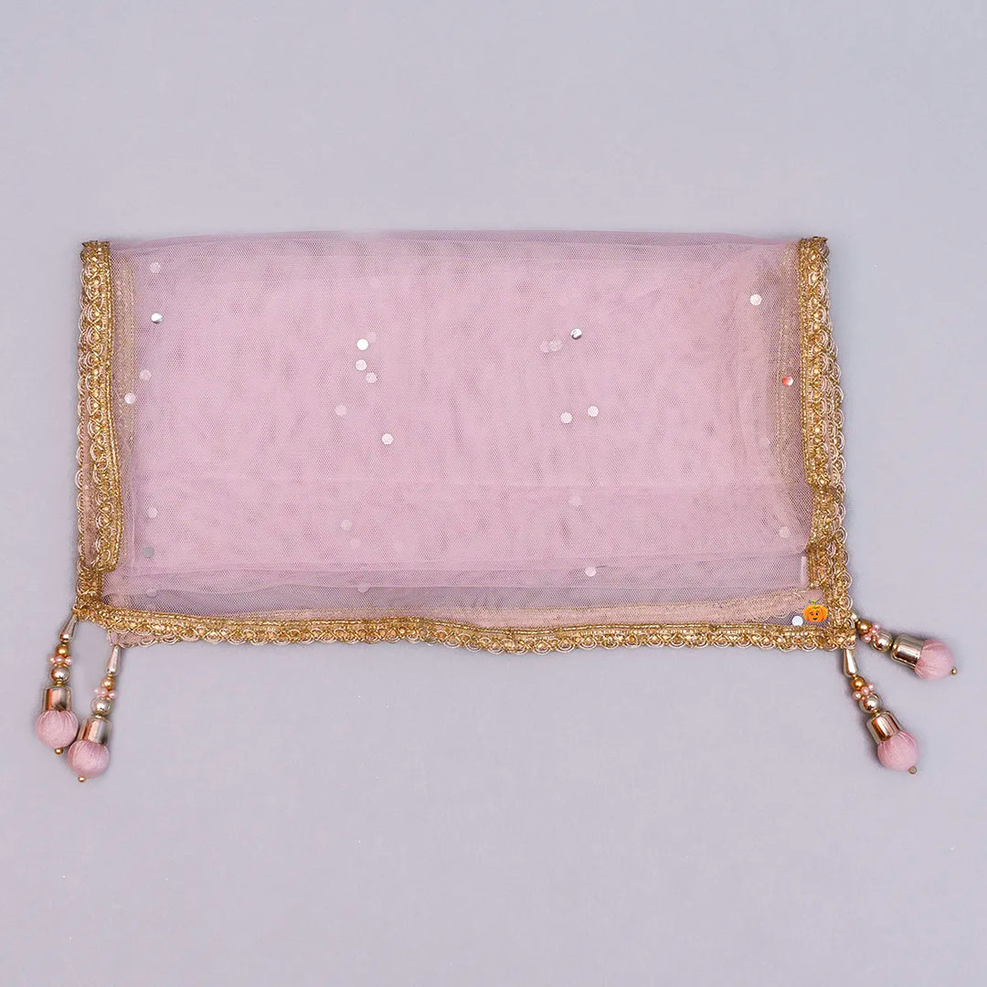 Pink Girls Lehenga Choli with Dupatta Dupatta View