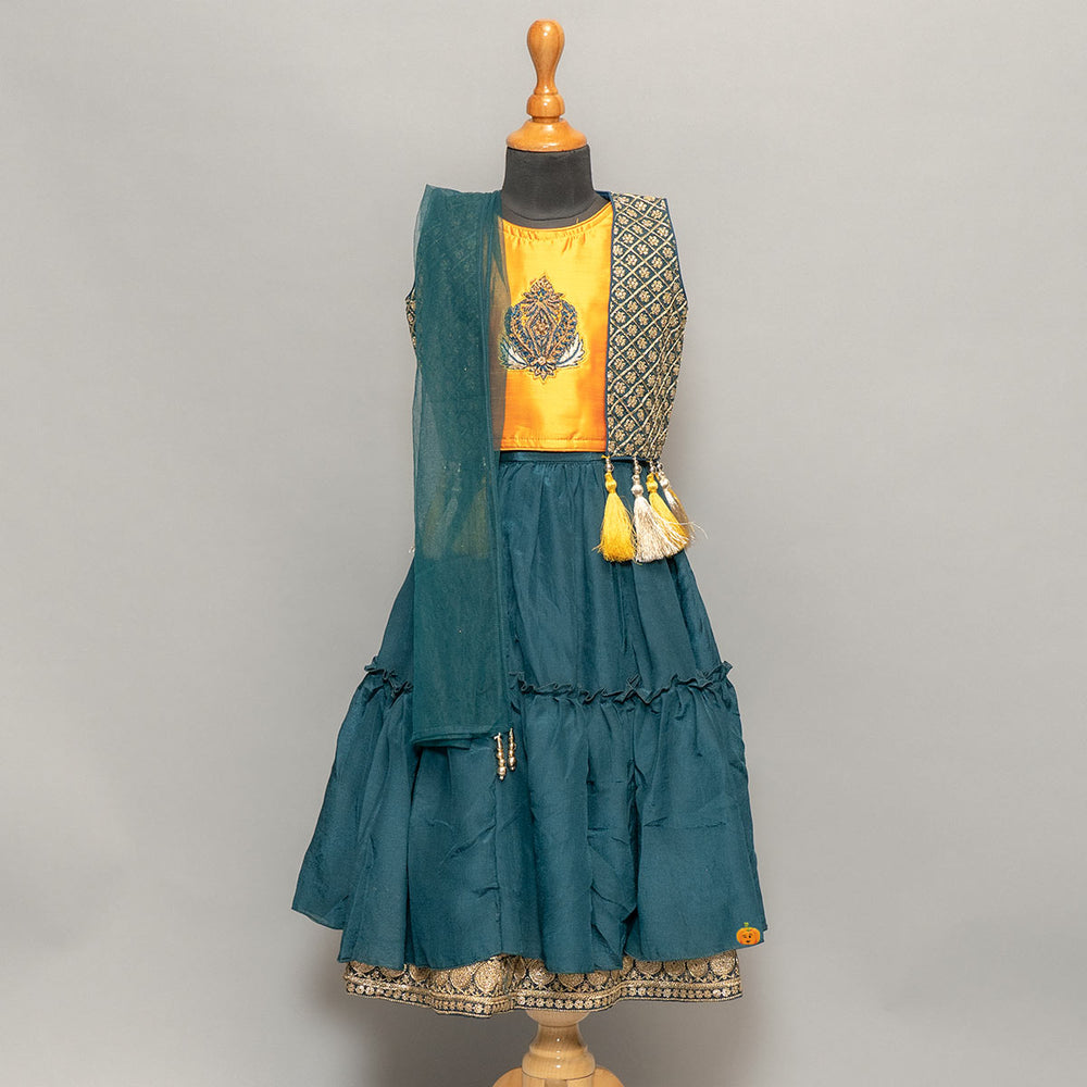 Designer Girls Lehenga Choli In Rama Color Front View