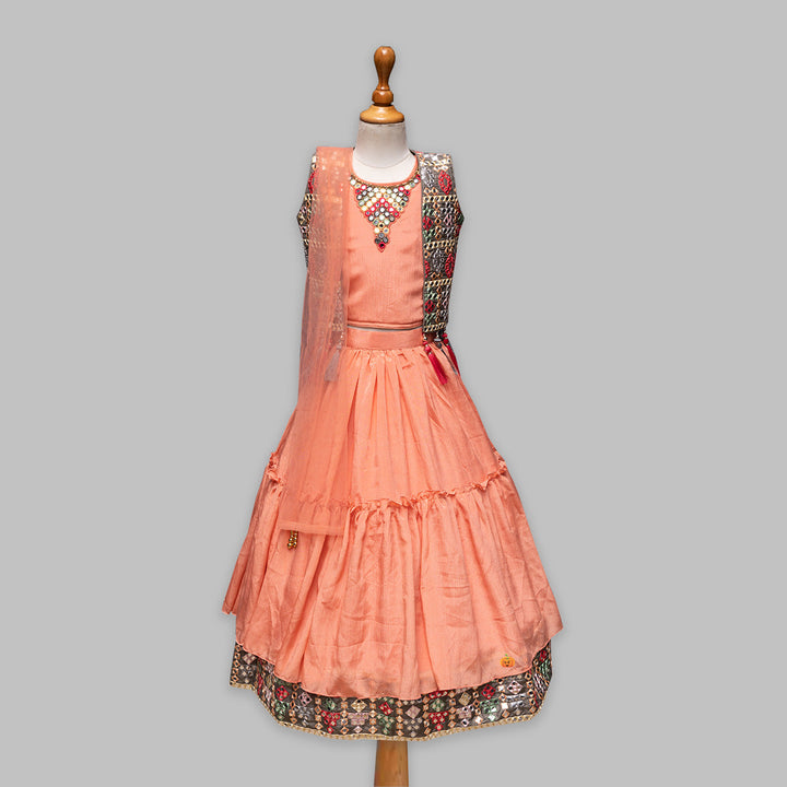Peach Traditional Wear for Girl Kids Front View