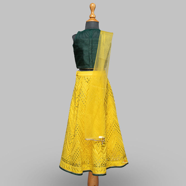 Green & Yellow Girls Lehenga Choli