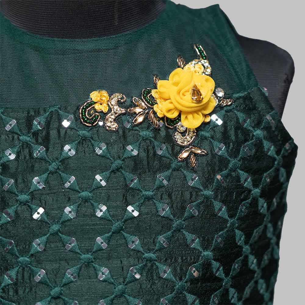 Green & Yellow Girls Lehenga Choli