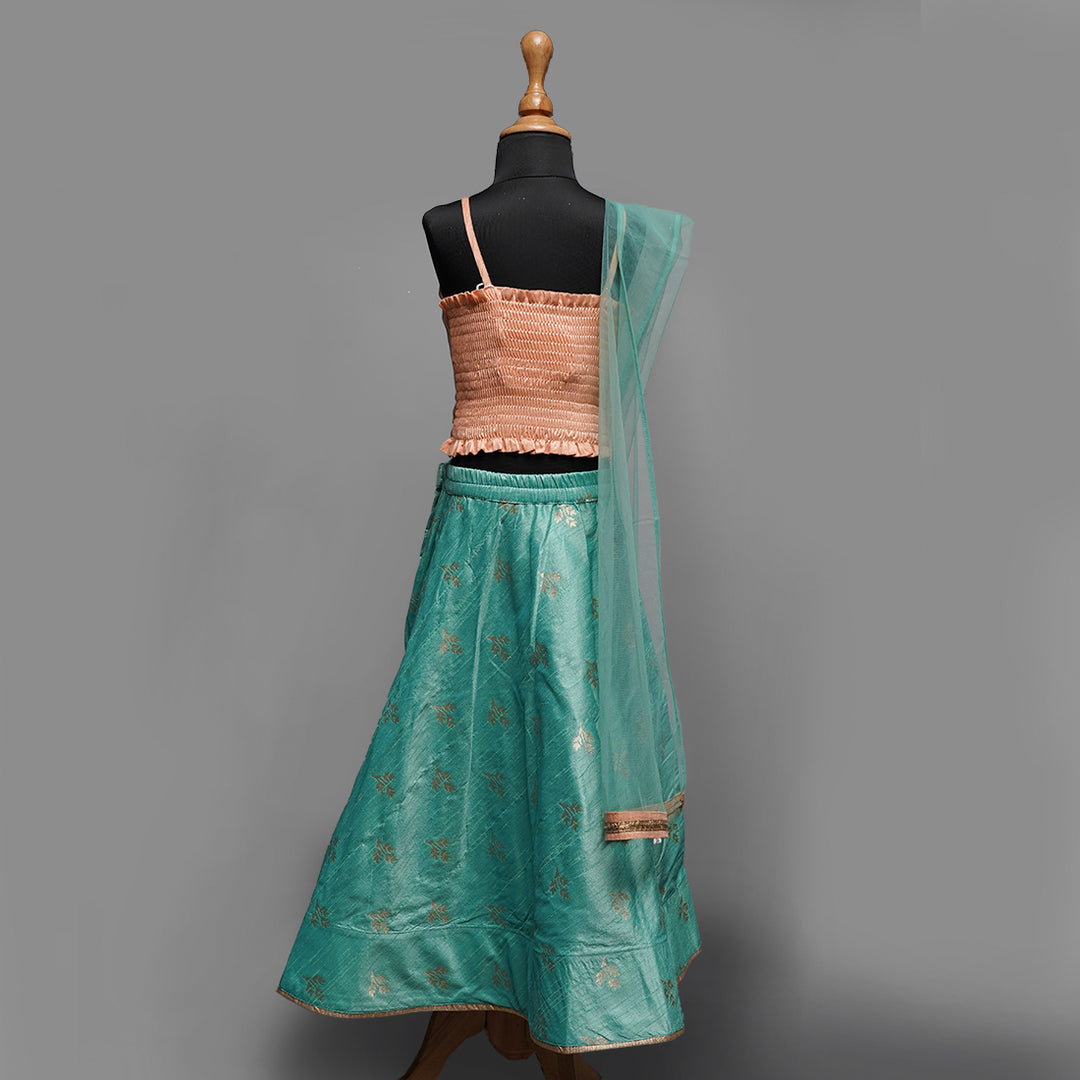 Peach Girls Lehenga Choli with Latkan
