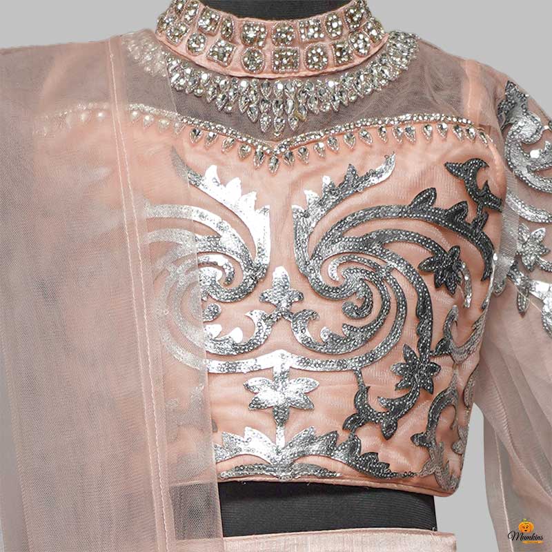 Peach Kid Girls Lehenga Choli