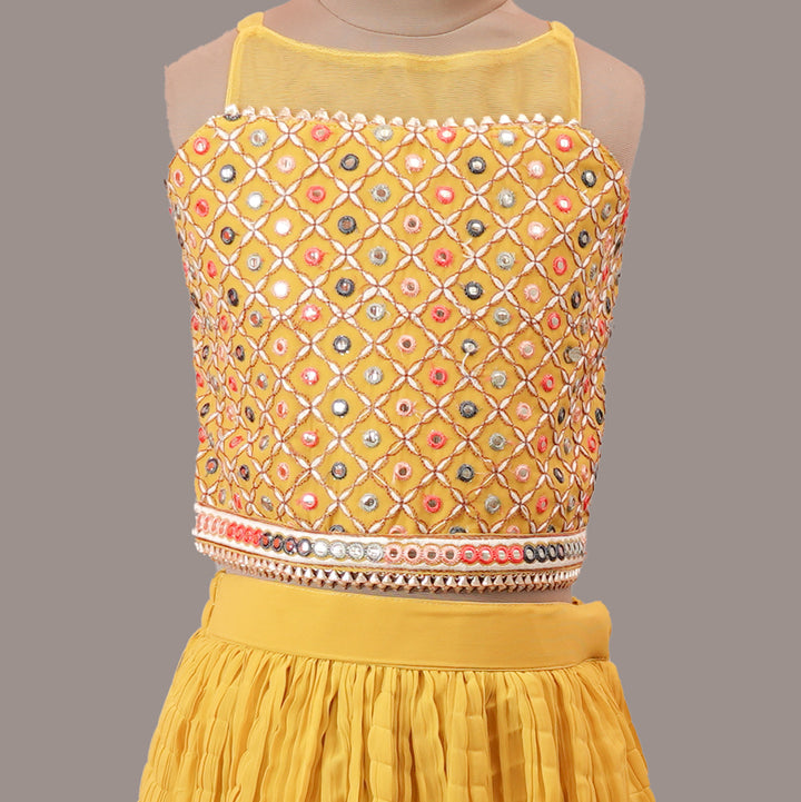 Golden Girls Lehenga Choli Close Up View 