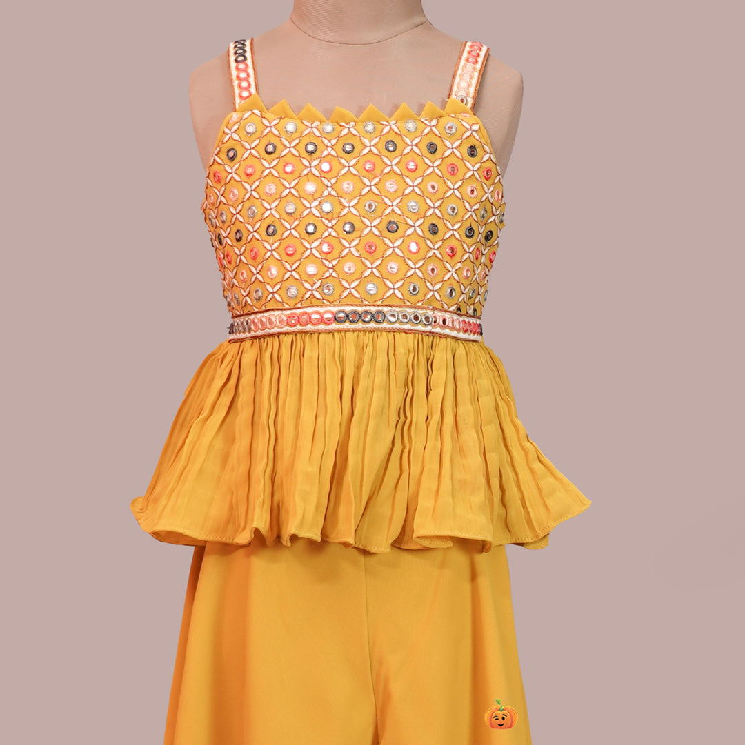 Mustard Lehenga Choli for Kids Close Up View