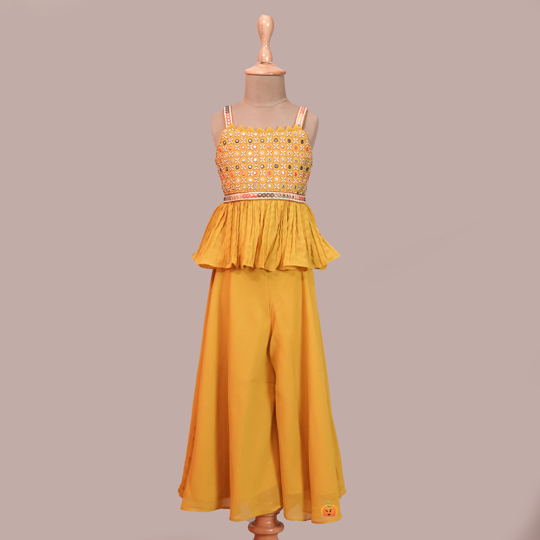 Mustard Lehenga Choli for Kids Top View