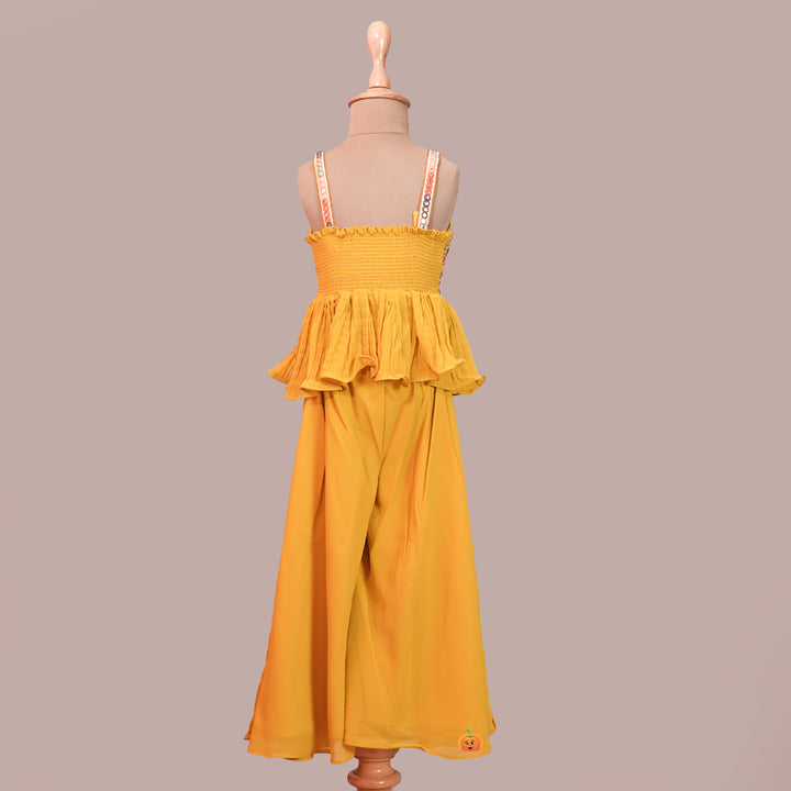 Mustard Lehenga Choli for Kids Back View
