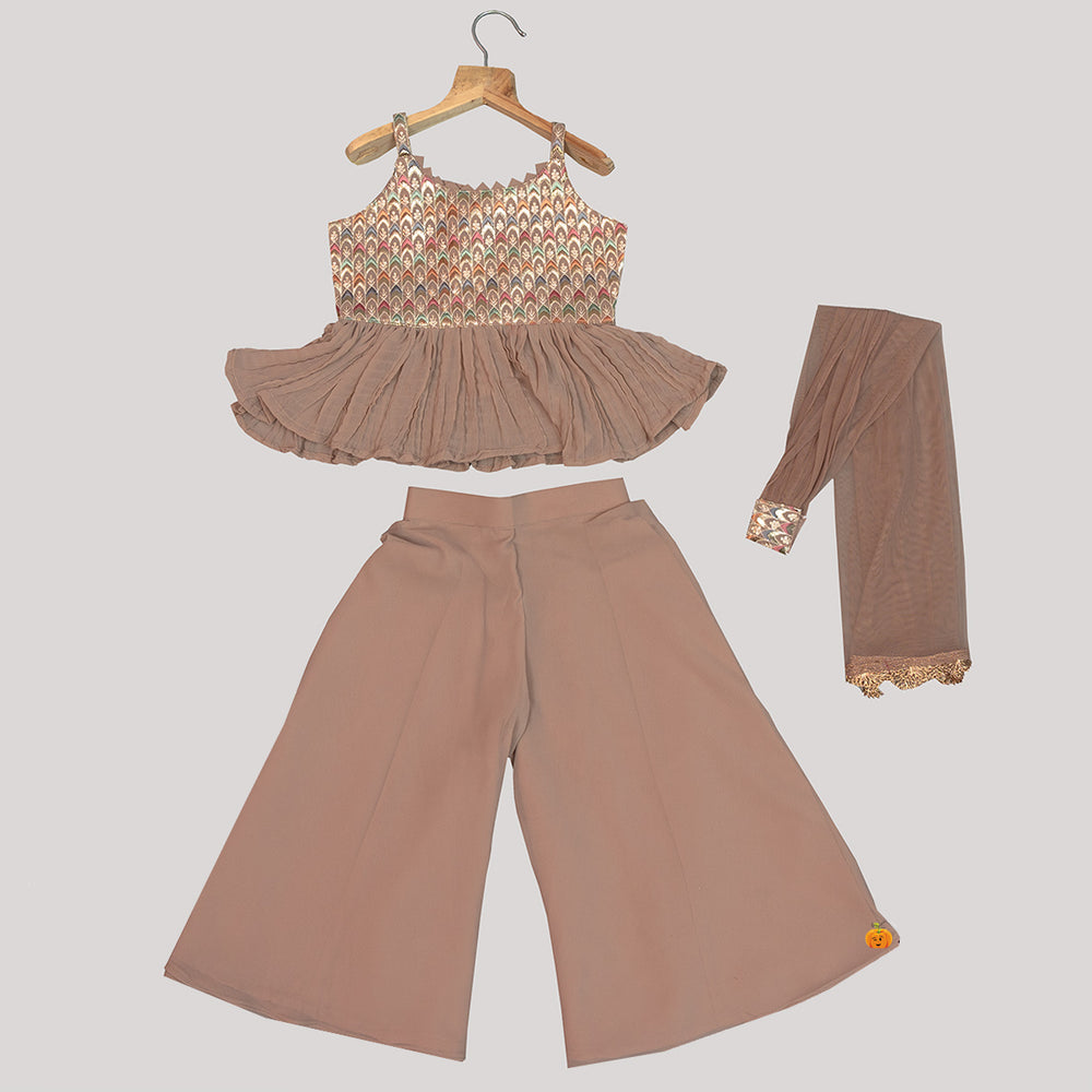 Onion Embroidered Girls Palazzo Suit Front View