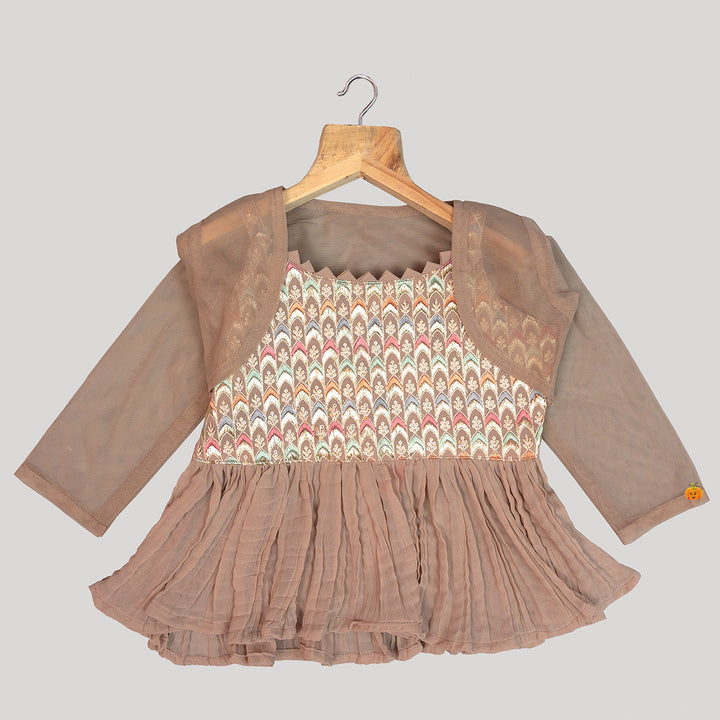Onion Embroidered Girls Palazzo Suit Top View