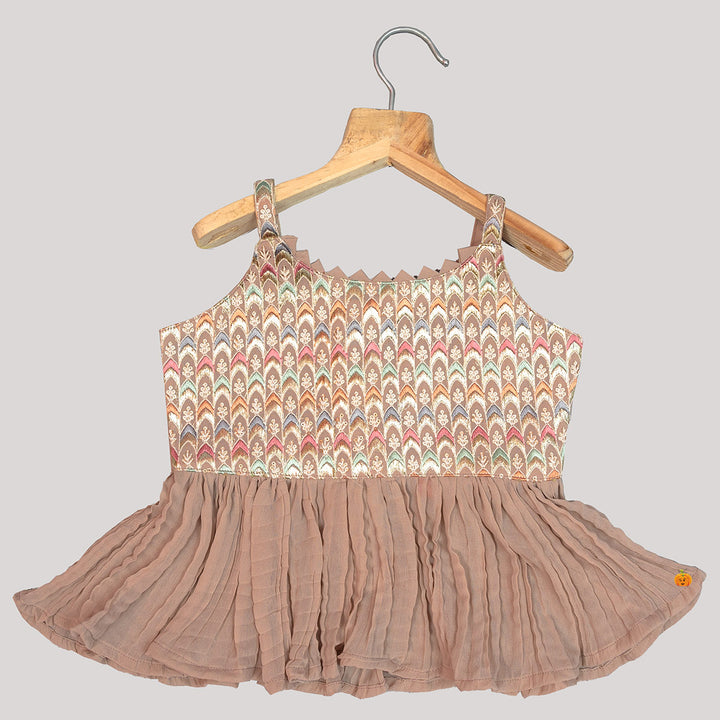Onion Embroidered Girls Palazzo Suit Top View