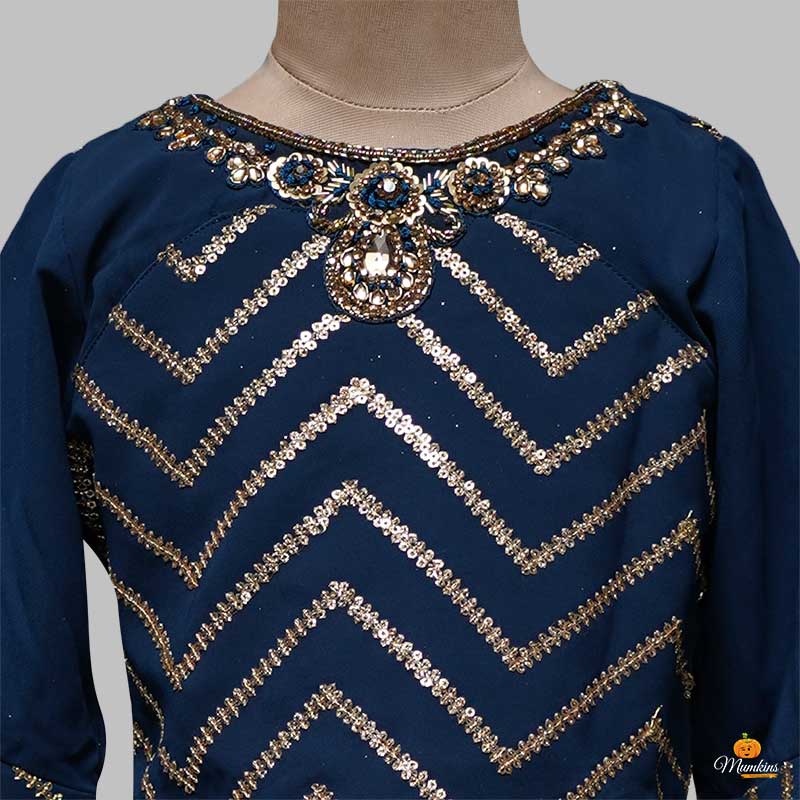 Girls And Kids Lehenga Choli With An Elegant Embroidery Close Up View 