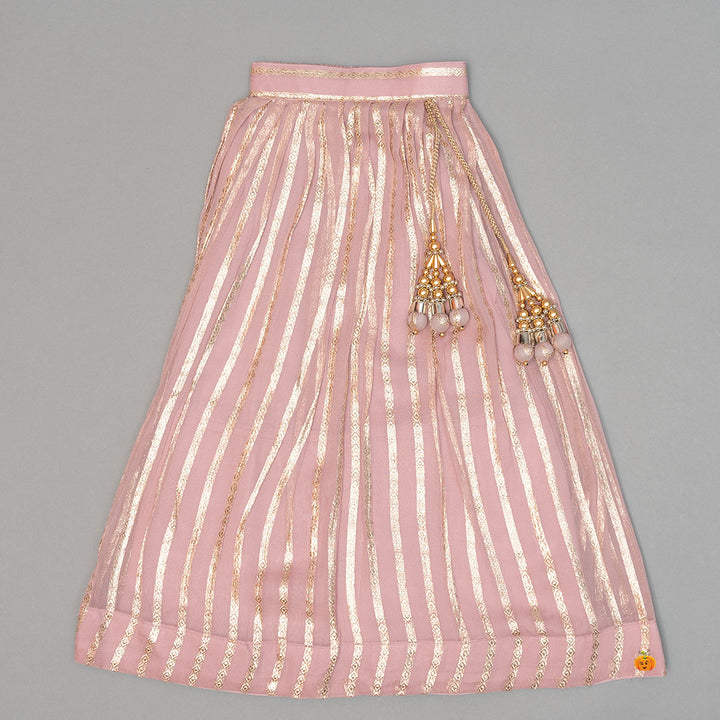 Onion Embroidered Girls Lehenga Choli Bottom View