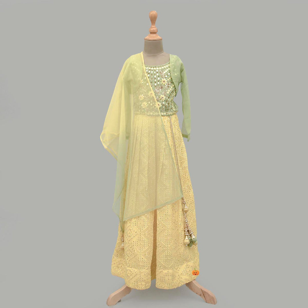 Lemon Girls Lehenga Choli with Jacket Front View