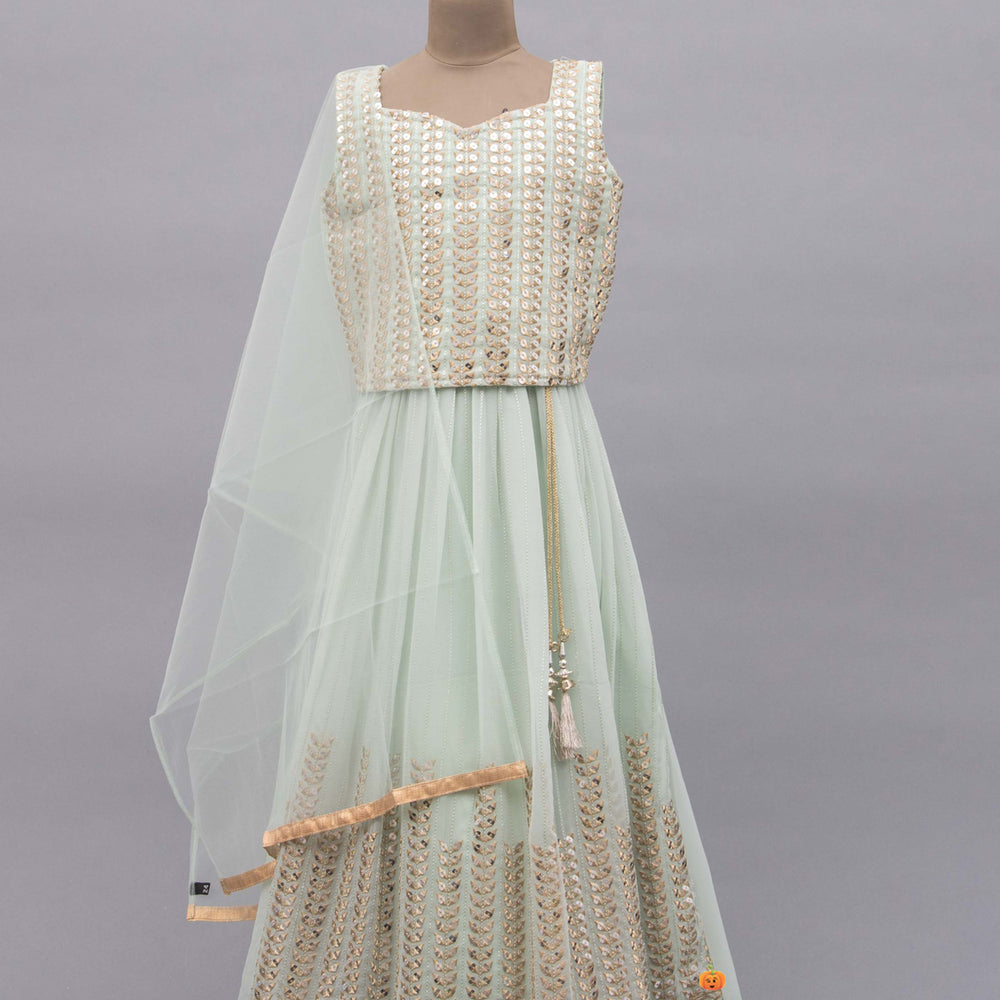 Pista Girls Lehenga Choli with Dupatta Close Up View