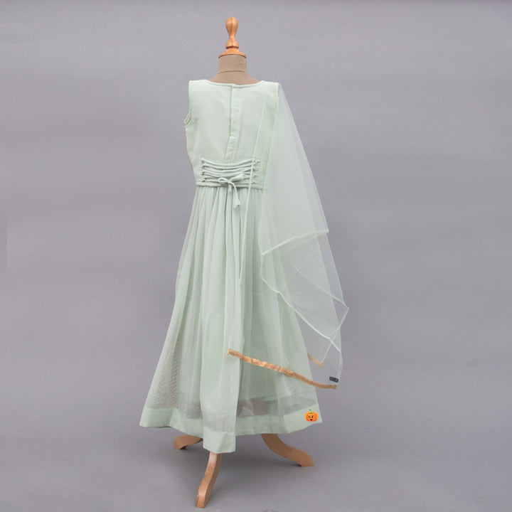 Pista Girls Lehenga Choli with Dupatta Back View