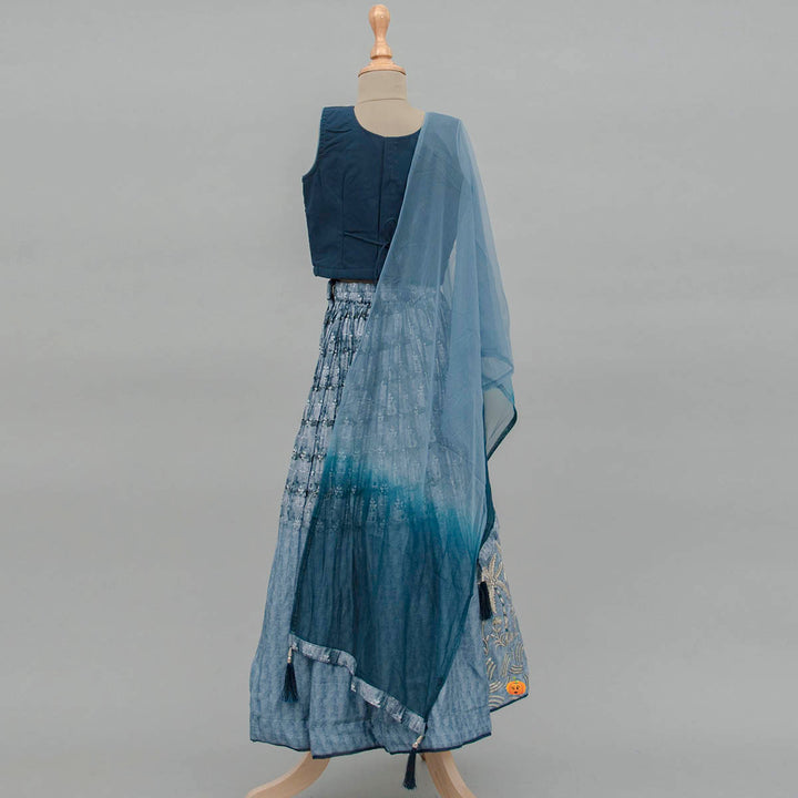Rama Girls Lehenga Choli with Dupatta Back View