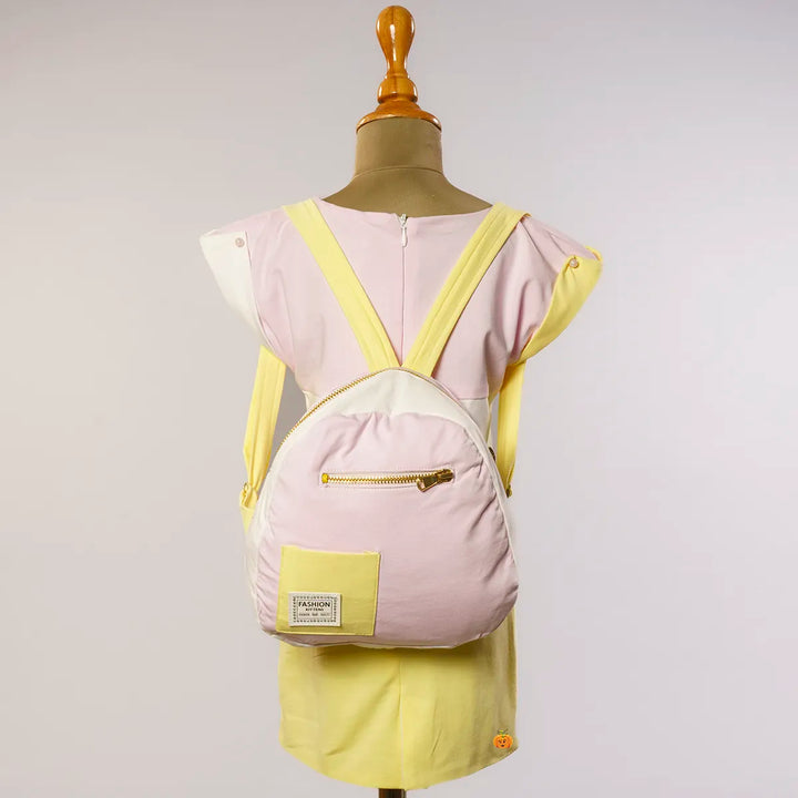 Pink & Yellow Midi for Girls with Bag Back View