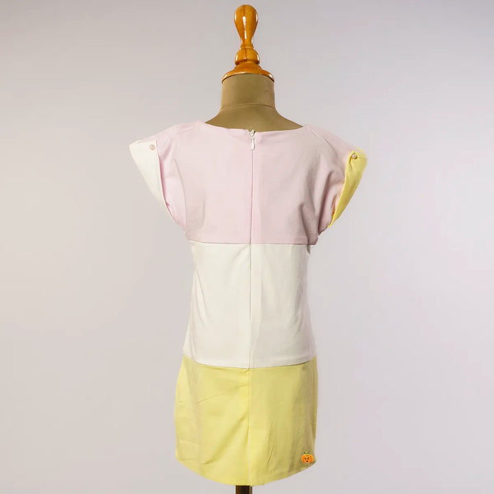 Pink & Yellow Midi for Girls with Bag Back View