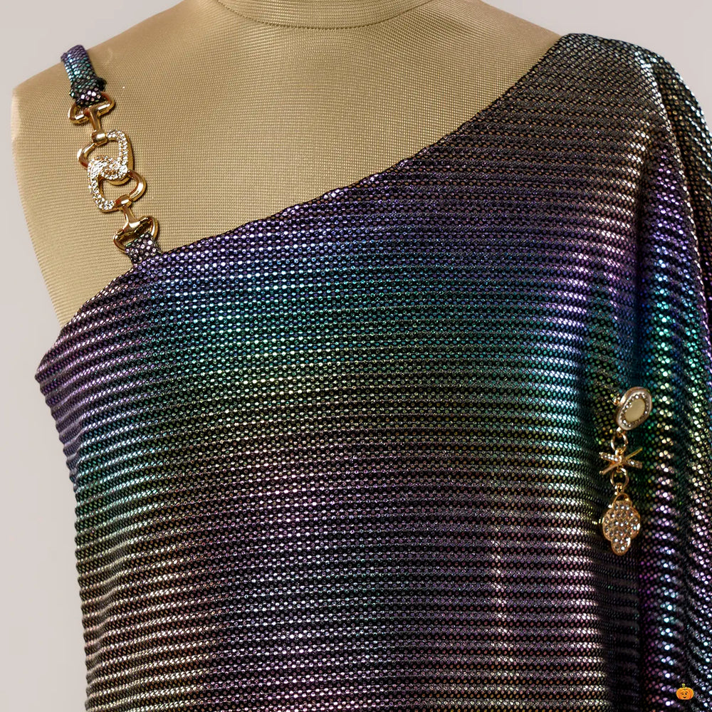 Purple Long Sleeve Girls Midi Close Up View