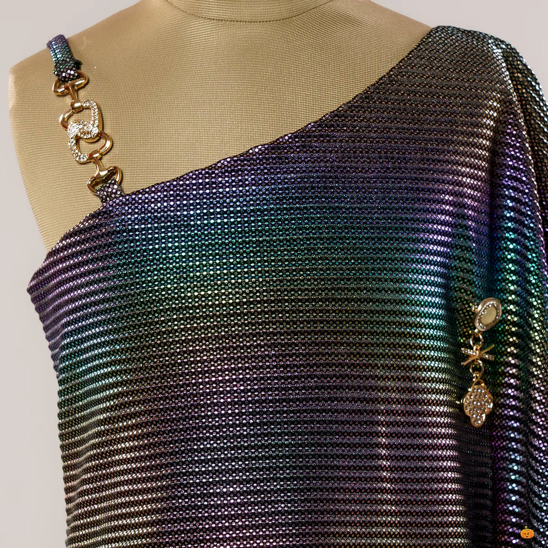 Purple Long Sleeve Girls Midi Close Up View