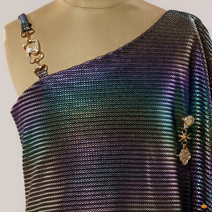 Purple Long Sleeve Girls Midi Close Up View