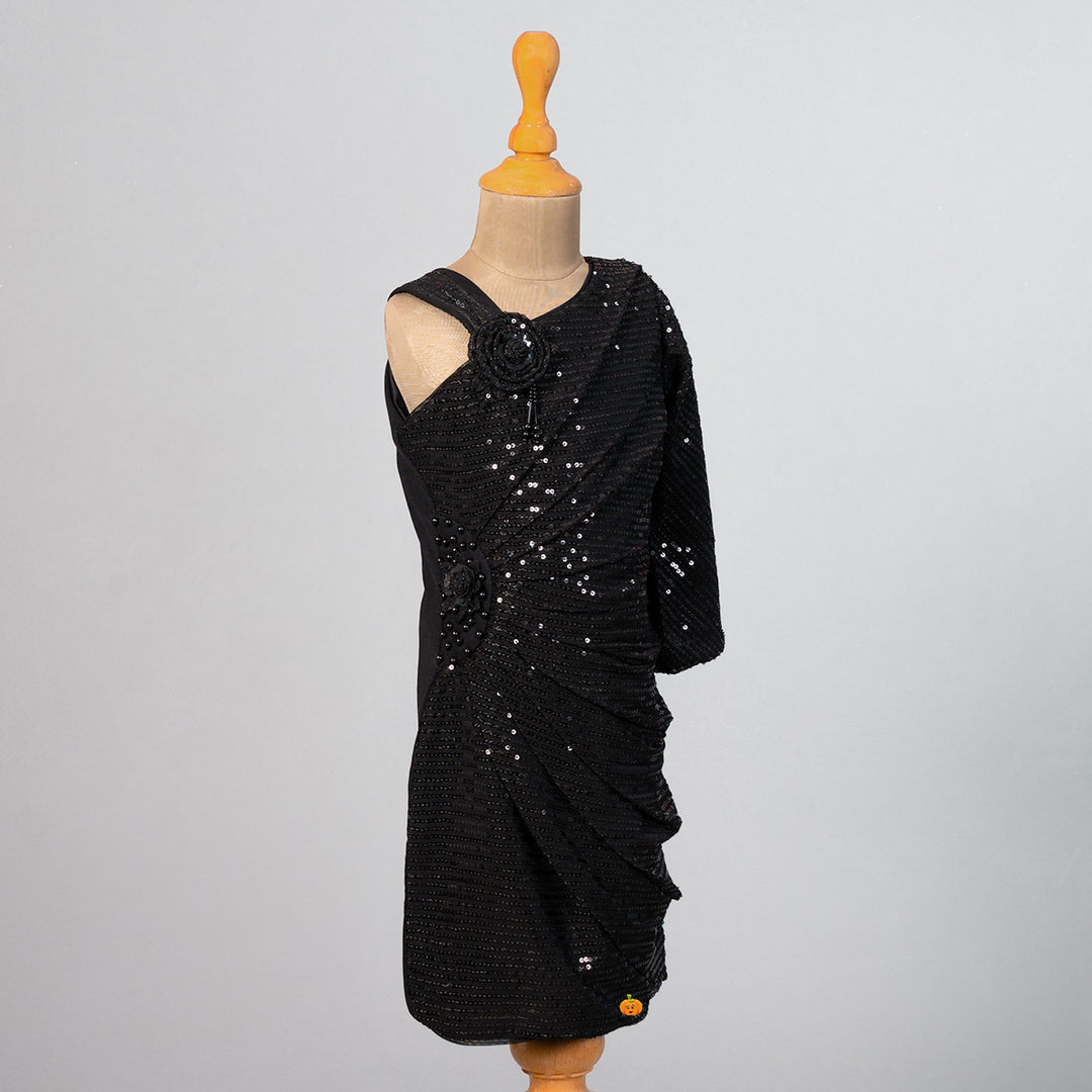 Black & Fawn Sequin Girls Midi Side View