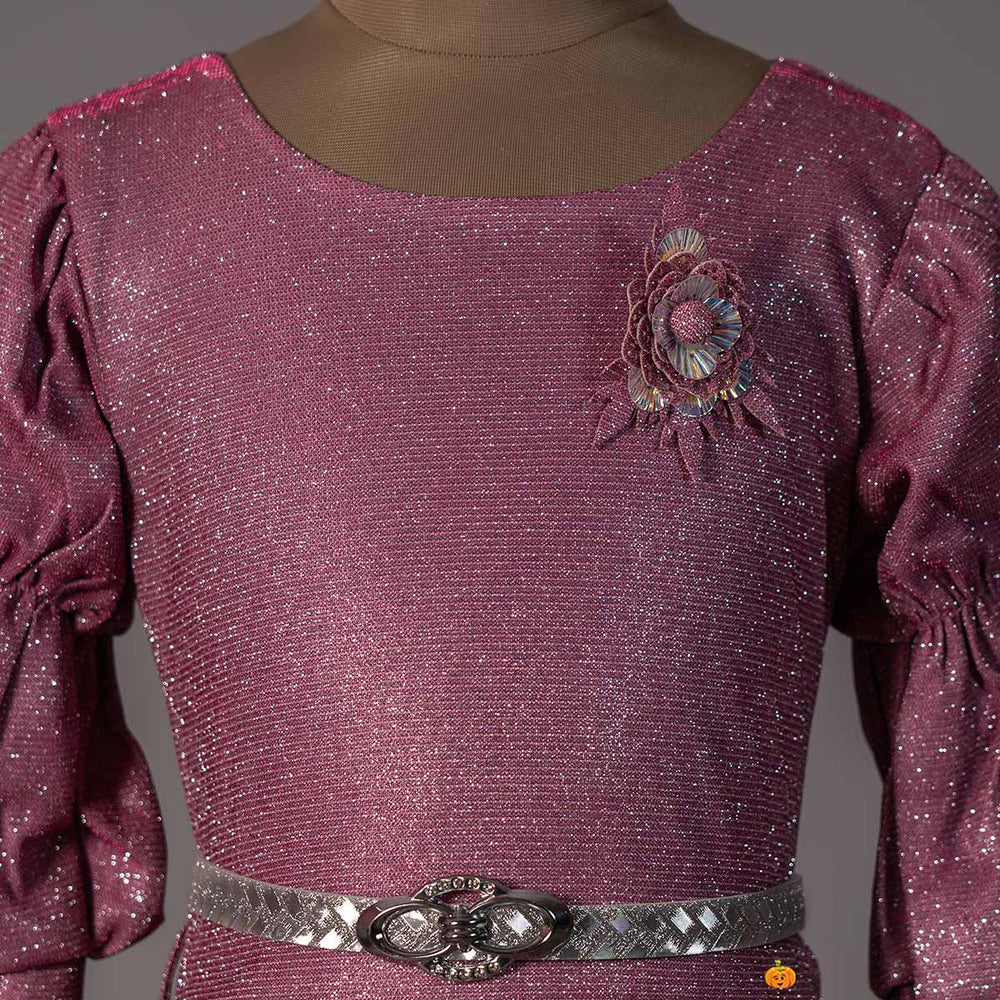 Onion Layered Sleeves Girls Midi Close Up View