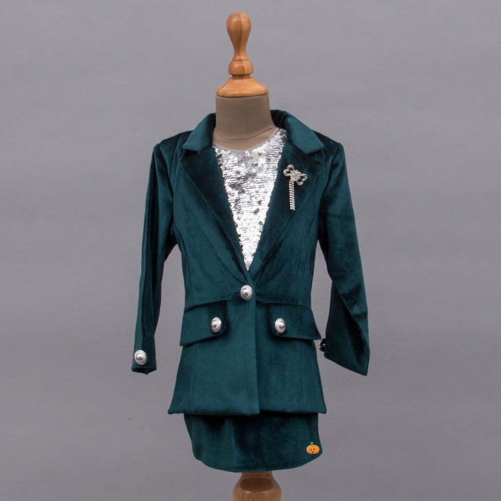 Green Winter Girls Midi Front View