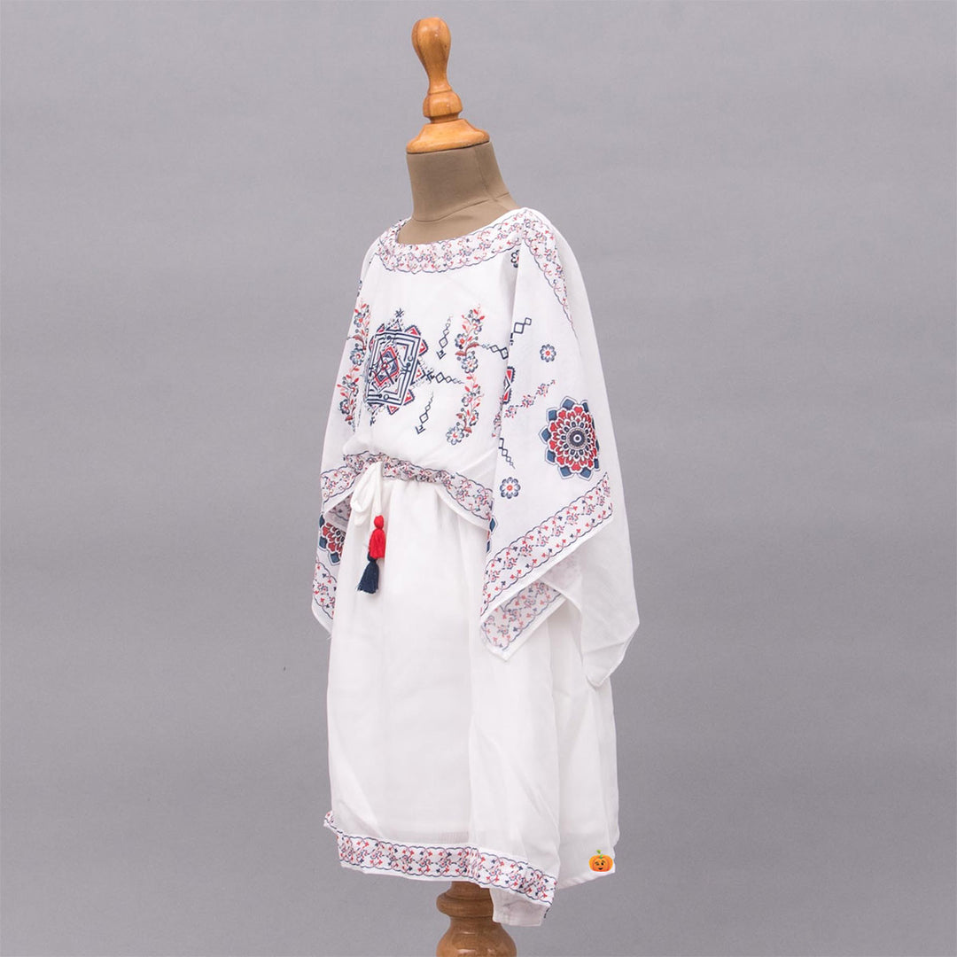 White Kaftan Girls Midi Side View