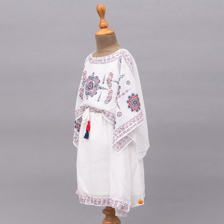 White Kaftan Girls Midi Side View