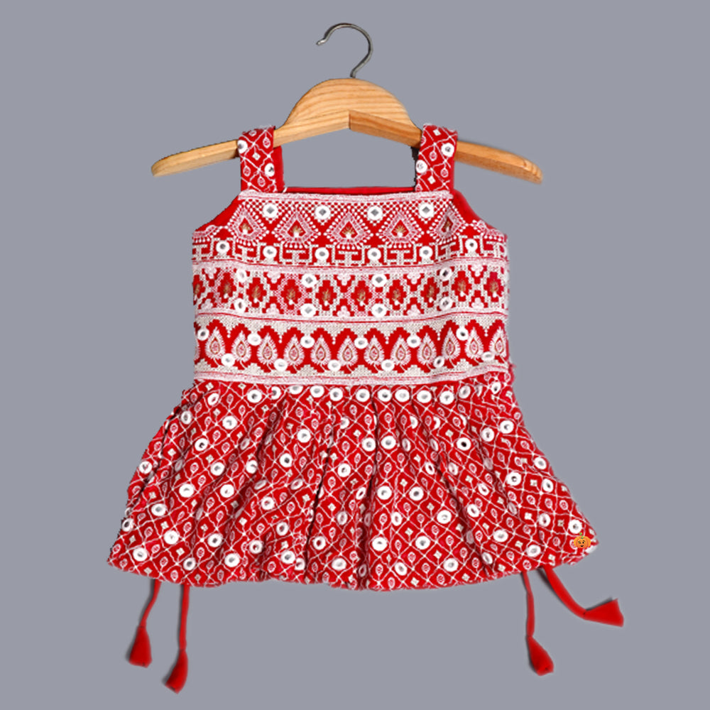 Rani Mirror Work Girls Palazzo Set Top View